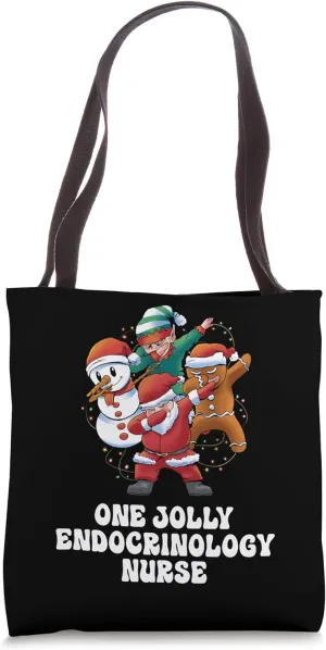One Jolly Endocrinology Nurse Dabbing Santa Christmas Tote Bag
