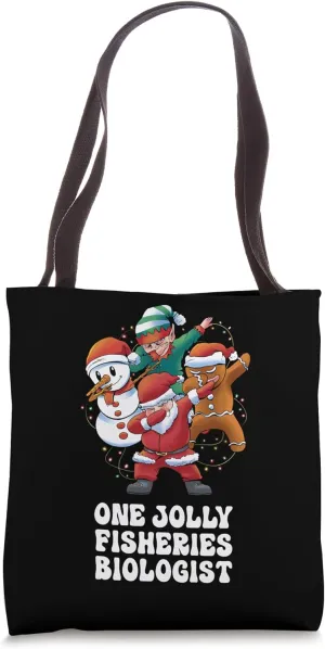 One Jolly Fisheries Biologist Dabbing Santa Christmas Tote Bag