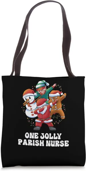 One Jolly Parish Nurse Dabbing Santa Christmas Tote Bag