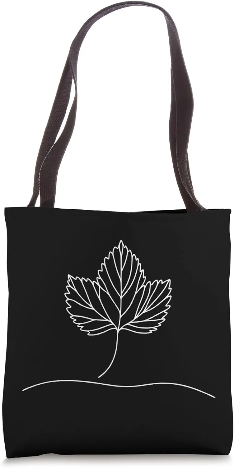 One Line Art Drawing Alder Leaf Tote Bag