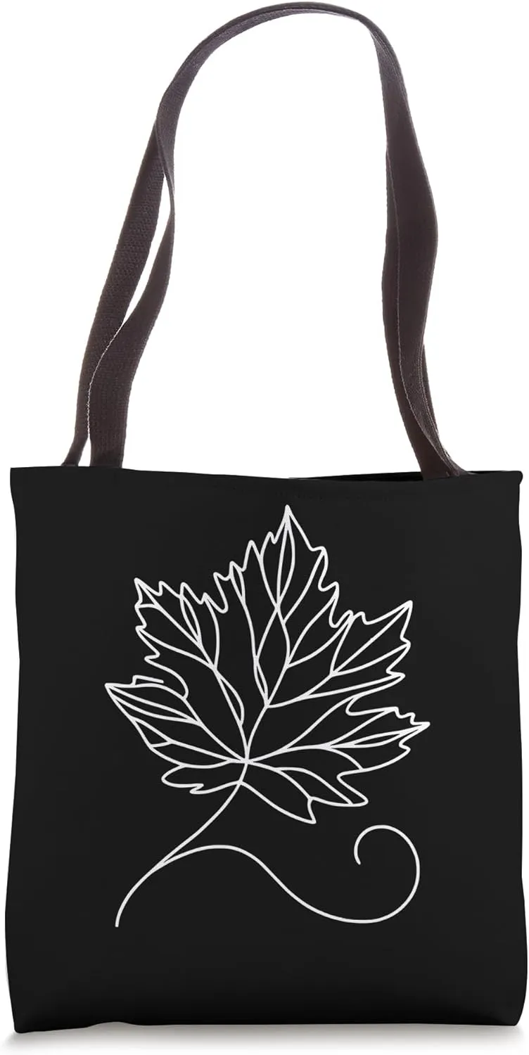 One Line Art Drawing Alder Leaf Tote Bag