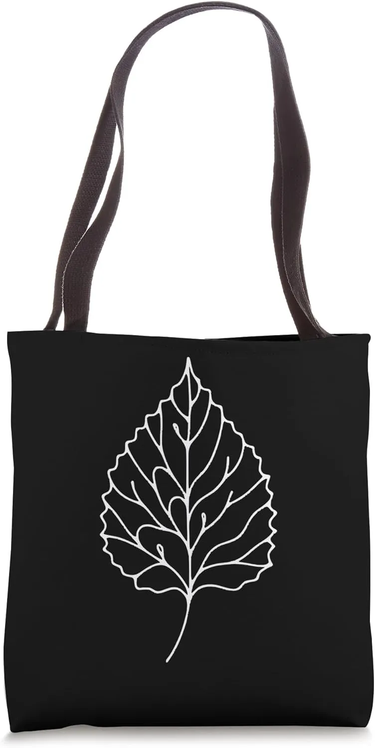 One Line Art Drawing Birch Leaf Tote Bag