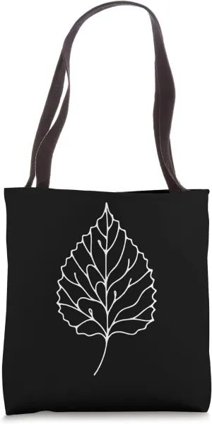 One Line Art Drawing Birch Leaf Tote Bag