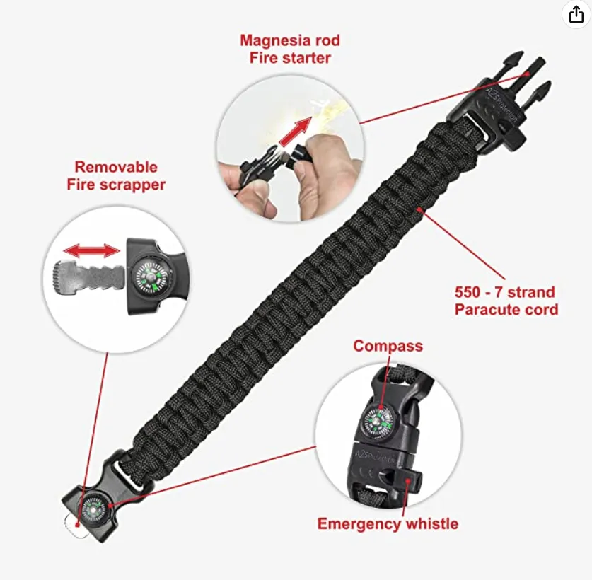 Orange Survival Bracelet 5-in-1 Multifunctional