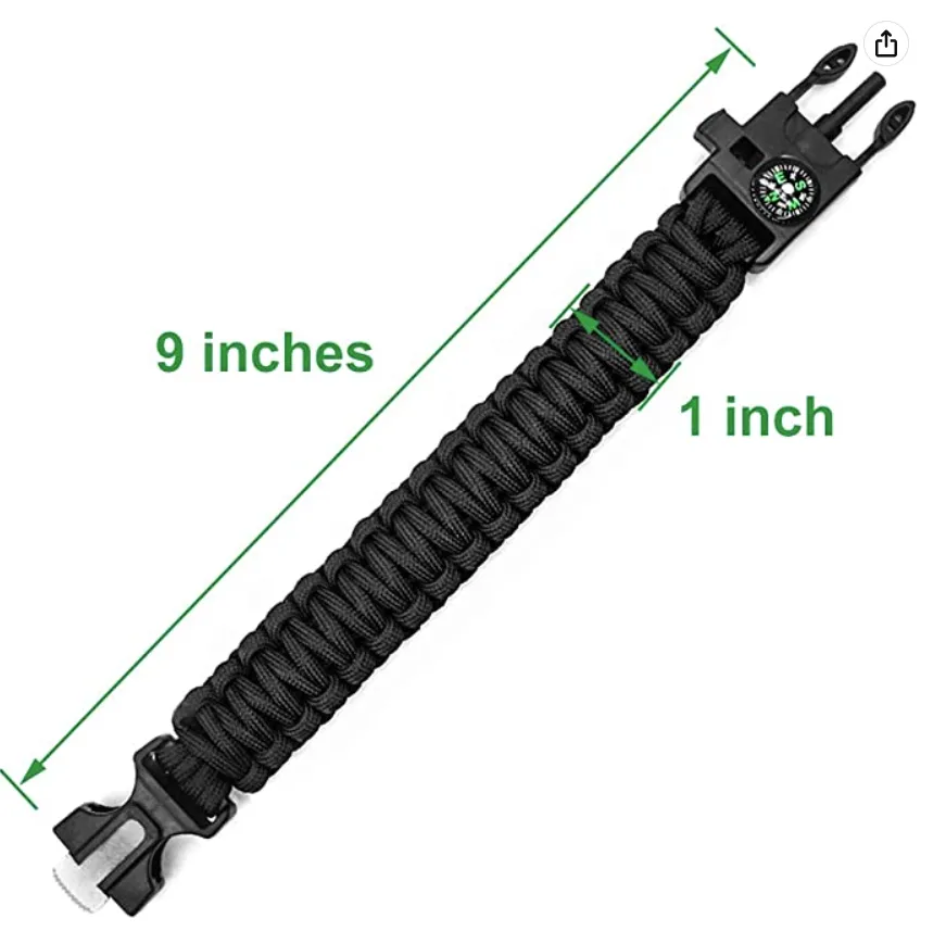 Orange Survival Bracelet 5-in-1 Multifunctional