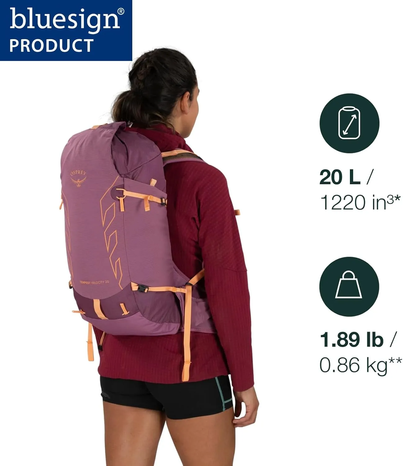 Osprey Tempest Velocity 20L Women's Hiking Backpack, Pashmina/Melon, WM/L