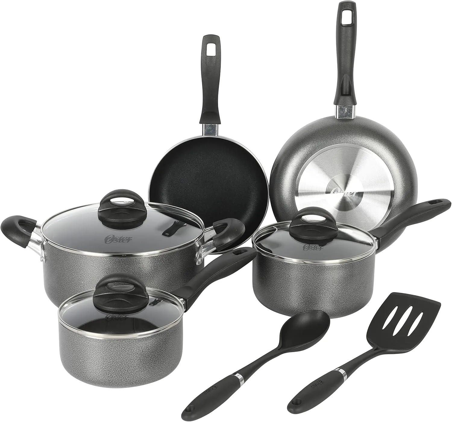Oster Clairborne 10 Piece Aluminum Cookware Set W/Tools