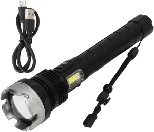 Outdoor Flashlight, Super Bright Rechargeable Torch, Zoomable Retractable, Aluminium Alloy, Multiple Modes for Camping Travel
