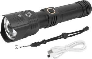 Outdoor Portable Flashlight with USB Charging, Torch, Multifunctional, Zoomable, 2000 lm Brightness for Camping Travel Fishing
