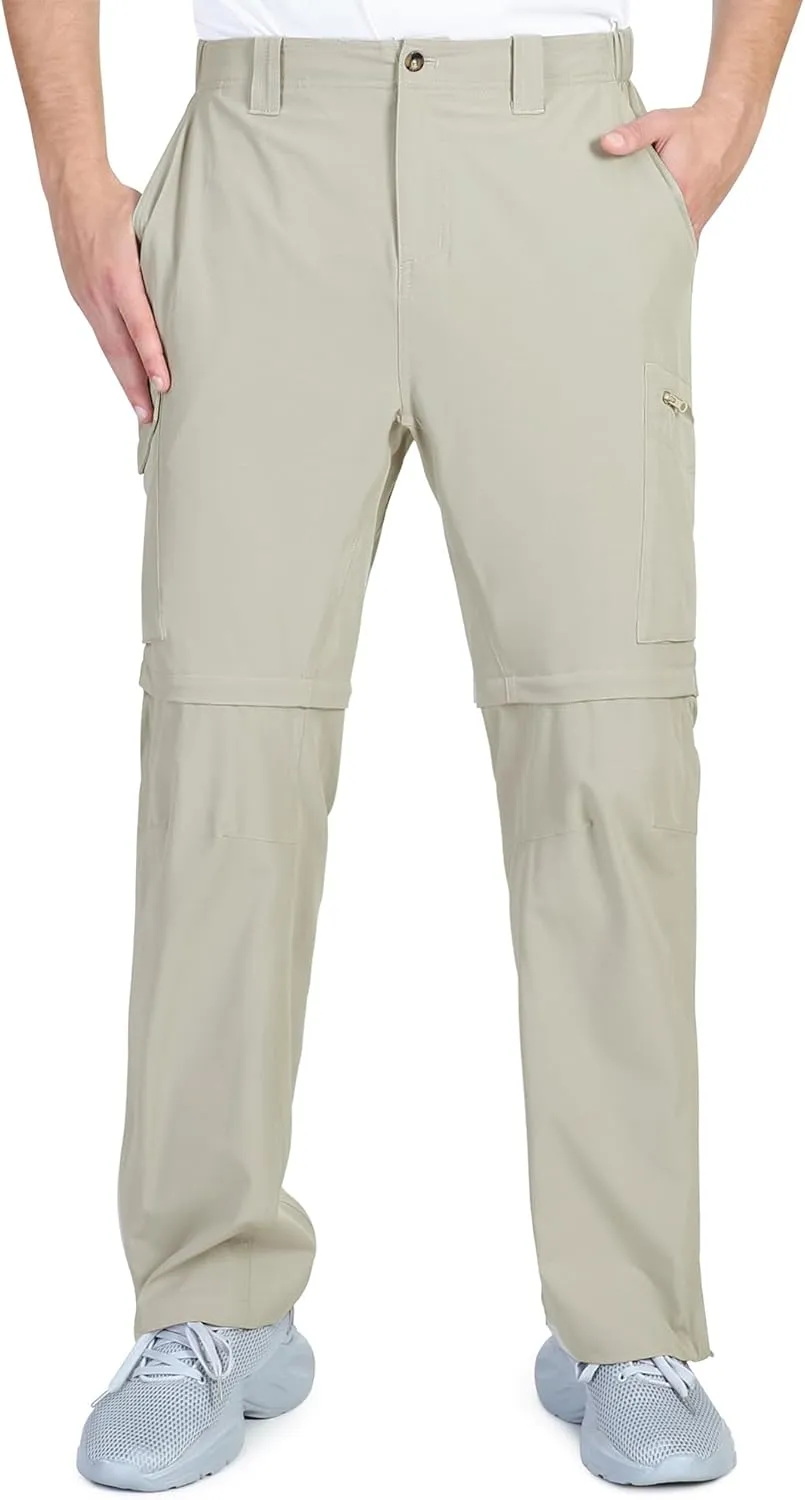 Outdoor Ventures Mens Hiking Pants Lightweight Quick Dry Convertible Pants, Stretch Zip-Off Cargo Pants for Travel Fishing