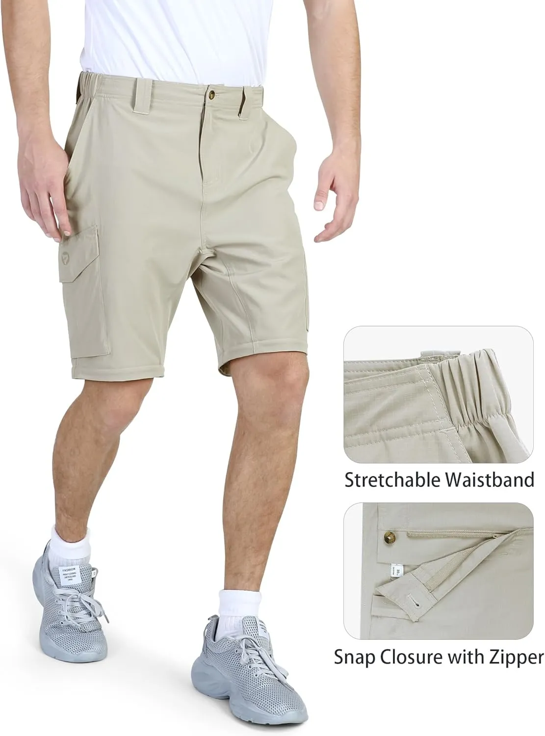 Outdoor Ventures Mens Hiking Pants Lightweight Quick Dry Convertible Pants, Stretch Zip-Off Cargo Pants for Travel Fishing