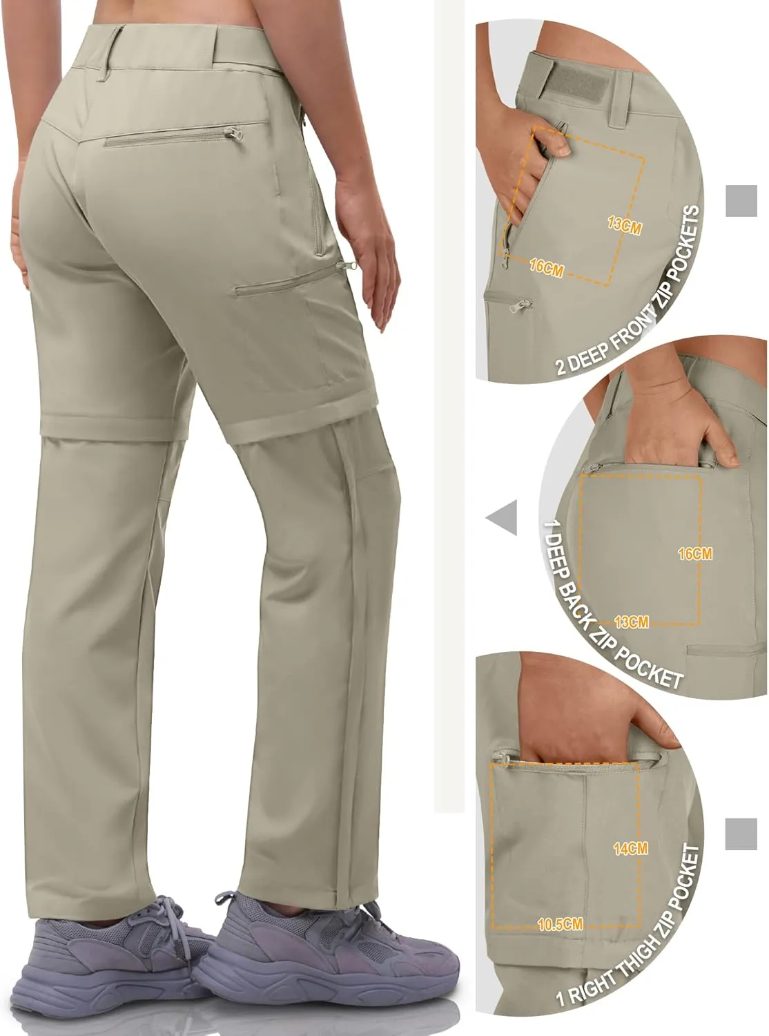 Outdoor Ventures Women's Convertible Pants, Quick Dry Hiking Zip-Off Pants, Stretch Lightweight Cargo Pants