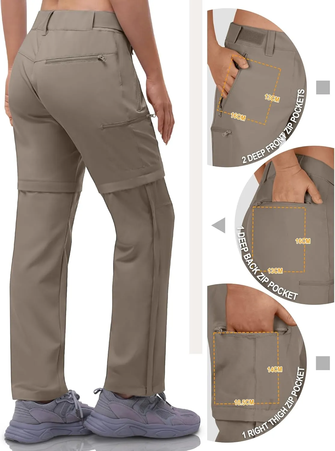 Outdoor Ventures Women's Convertible Pants, Quick Dry Hiking Zip-Off Pants, Stretch Lightweight Cargo Pants