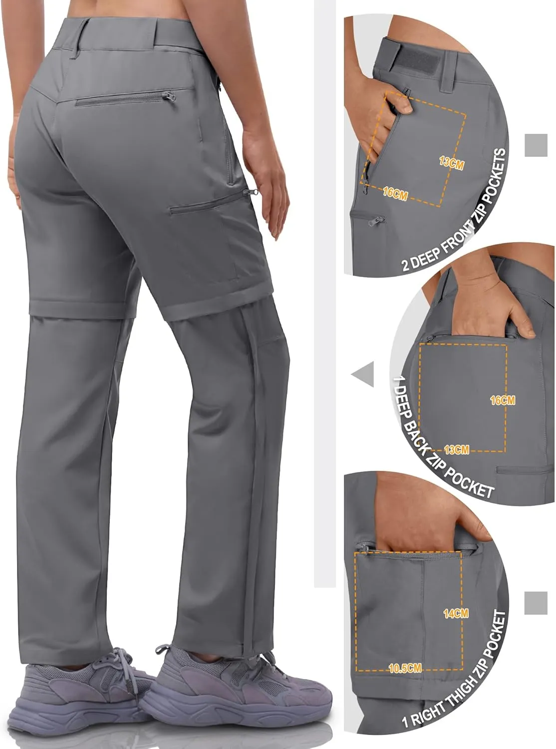 Outdoor Ventures Women's Convertible Pants, Quick Dry Hiking Zip-Off Pants, Stretch Lightweight Cargo Pants