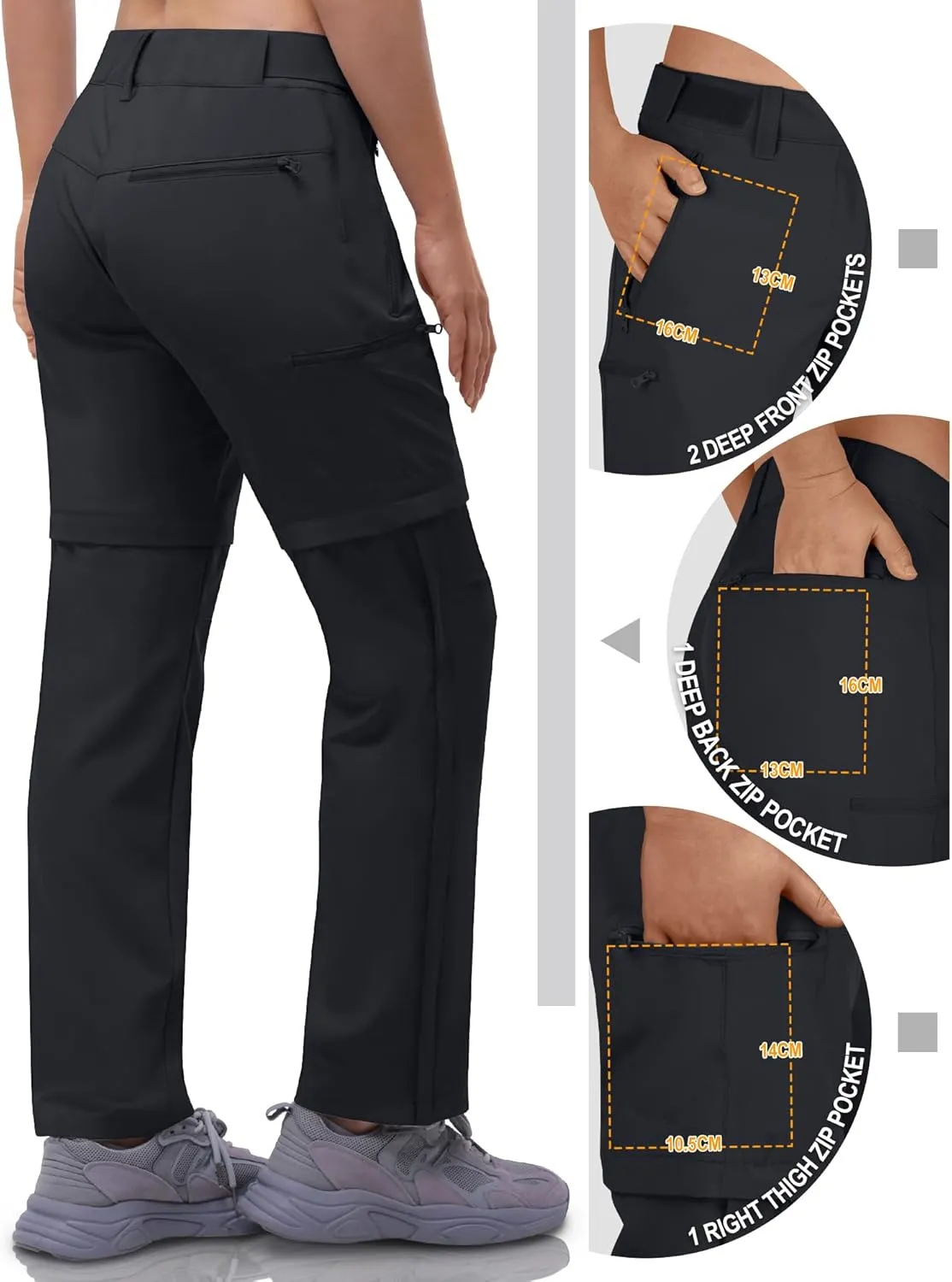 Outdoor Ventures Women's Convertible Pants, Quick Dry Hiking Zip-Off Pants, Stretch Lightweight Cargo Pants