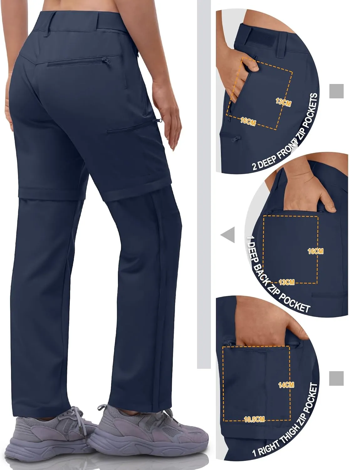 Outdoor Ventures Women's Convertible Pants, Quick Dry Hiking Zip-Off Pants, Stretch Lightweight Cargo Pants