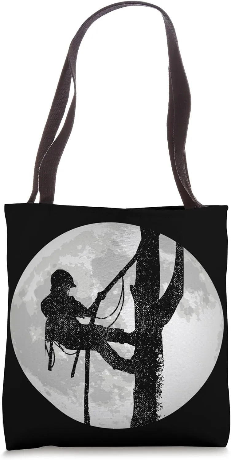Outdoorsman Lumberjack Tree Climber Moon Logger Arborist Tote Bag