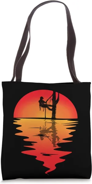 Outdoorsman Vintage Sunset Chainsaw Tree Climber Arborist Tote Bag