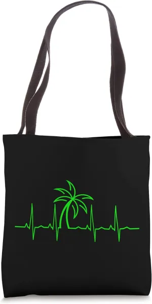 Palm Tree Heartbeat Green Tote Bag