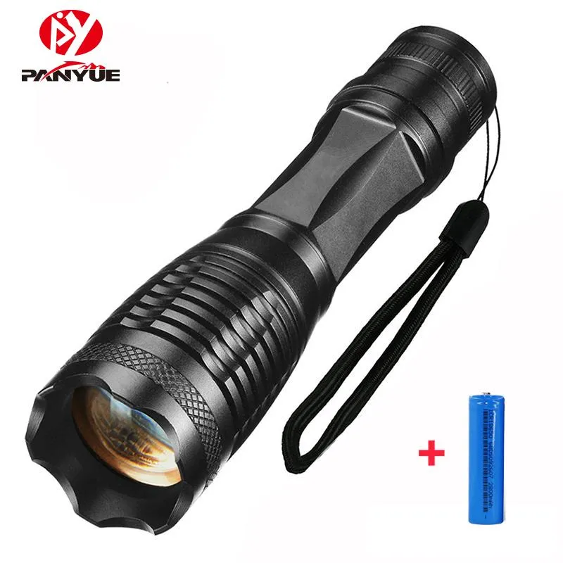 PANYUE Portable LED Flashlight LED Torch Zoomable Flashlight 1000LM E6 XM-L T6 5 Mode Light For 18650 or 3*AAA Battery