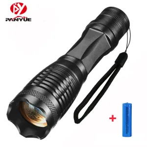 PANYUE Portable LED Flashlight LED Torch Zoomable Flashlight 1000LM E6 XM-L T6 5 Mode Light For 18650 or 3*AAA Battery