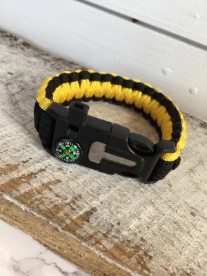 Paracord Survival Bracelet - Black & Yellow
