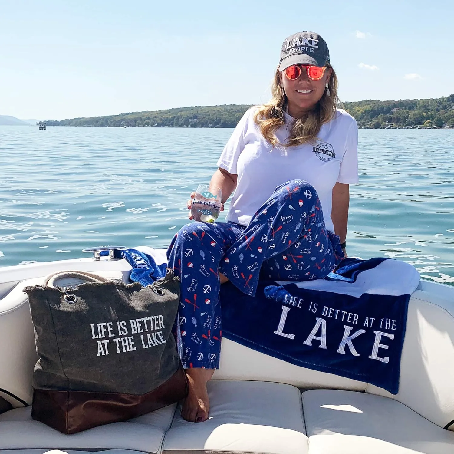 Pavilion Gift Company Lake People Adjustable Strap Cap
