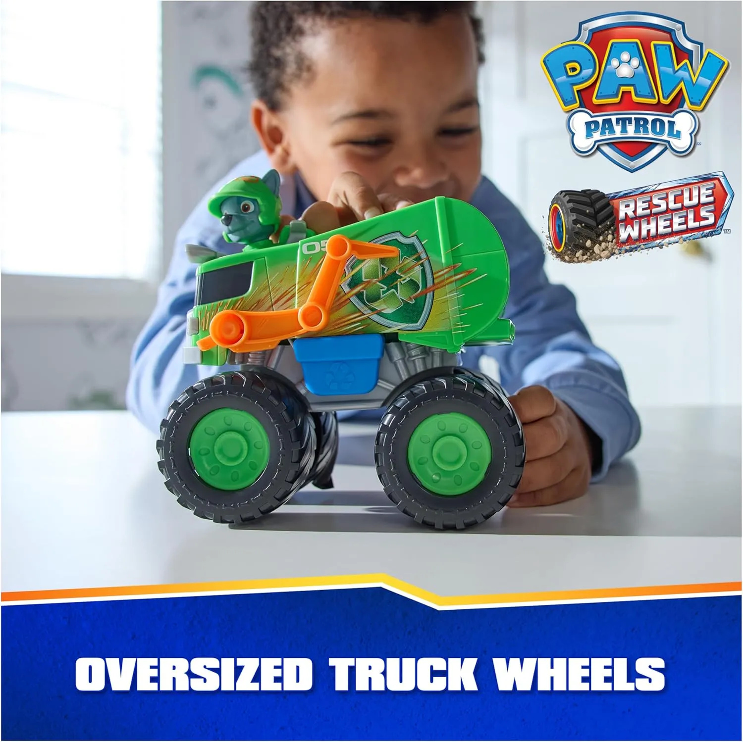 Paw Patrol: Rescue Wheels Rocky’s Recycle Truck, Toy Truck with Projectile Launcher and Collectible Action Figure, Kids Toys for Boys & Girls Ages 3 