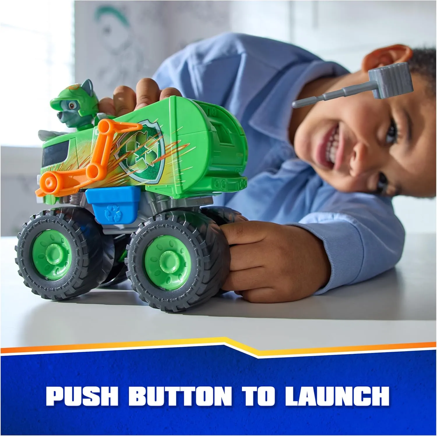 Paw Patrol: Rescue Wheels Rocky’s Recycle Truck, Toy Truck with Projectile Launcher and Collectible Action Figure, Kids Toys for Boys & Girls Ages 3 