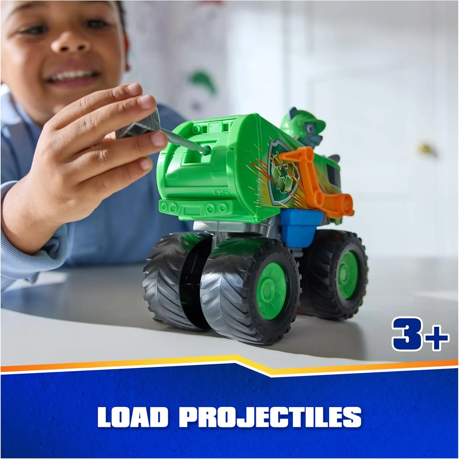 Paw Patrol: Rescue Wheels Rocky’s Recycle Truck, Toy Truck with Projectile Launcher and Collectible Action Figure, Kids Toys for Boys & Girls Ages 3 