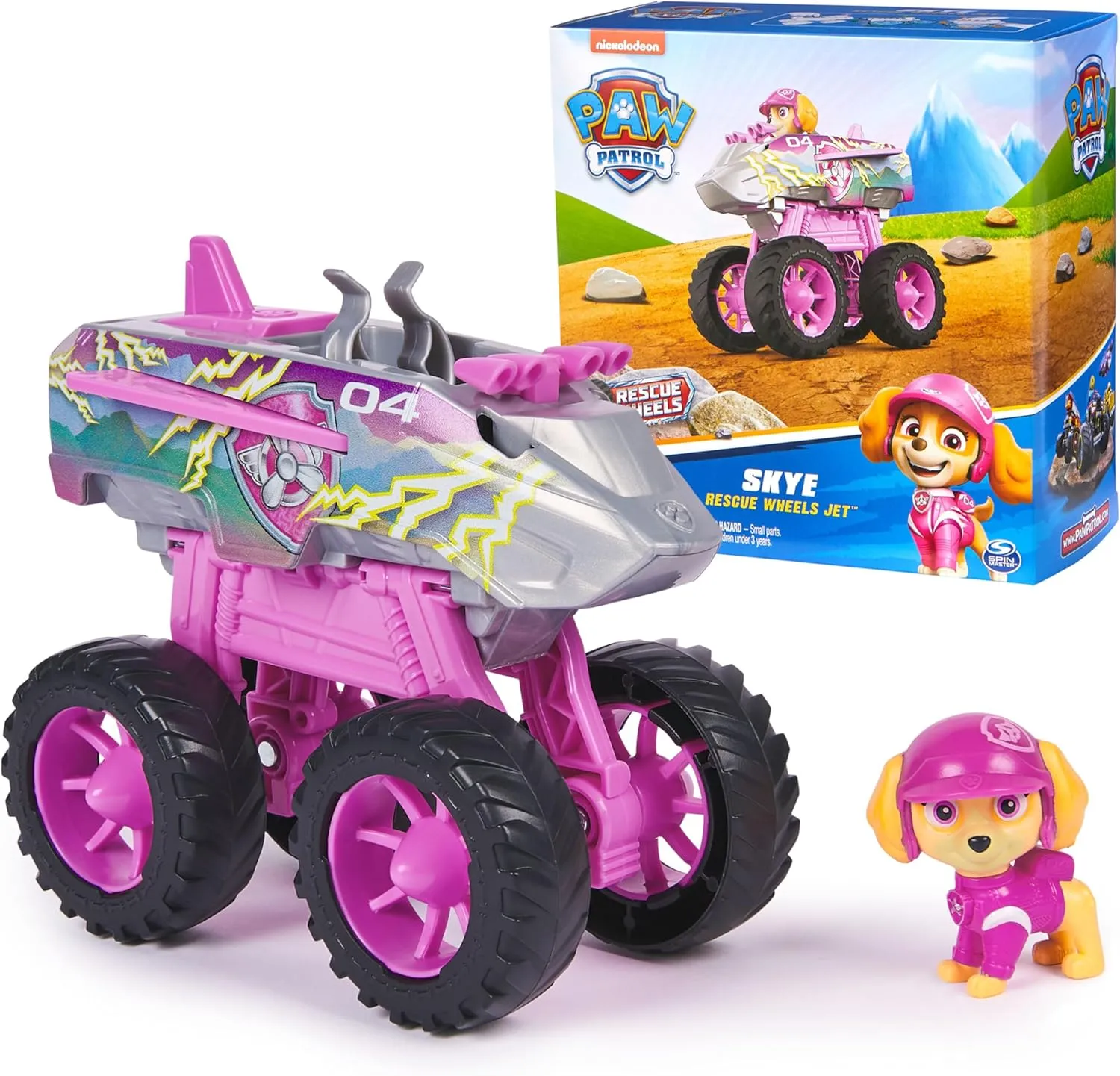 Paw Patrol: Rescue Wheels Skye’s Jet, Toy Truck with Transformation into Jet-Mode and Collectible Action Figure, Kids Toys for Boys & Girls Ages 3 