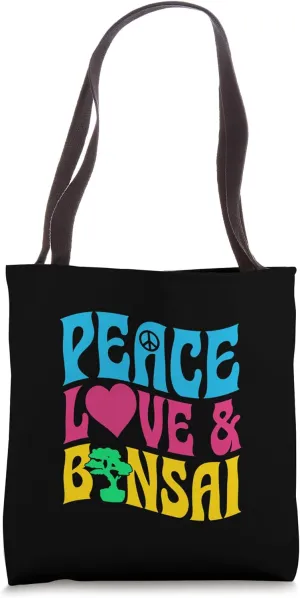 Peace Love And Bonsai Retro Bonsai Tree Aesthetic Tote Bag