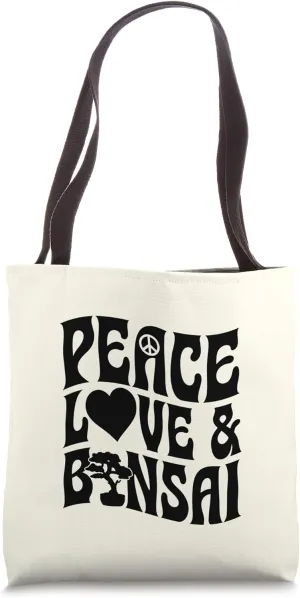 Peace Love And Bonsai Retro Bonsai Tree Aesthetic Tote Bag