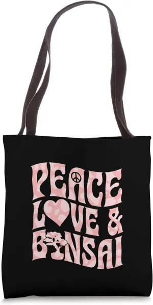 Peace Love And Bonsai Retro Bonsai Tree Aesthetic Tote Bag