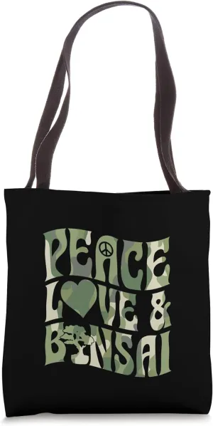 Peace Love And Bonsai Retro Bonsai Tree Aesthetic Tote Bag