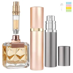 Perfume Atomizer,5ml Refillable TSA Travel Perfume Atomizer Mini Perfume Spray Bottle,Portable Pump Case for Traveling and Outgoing,2 Pack (Silver and Gold)