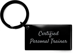 Personal Trainer Keychain Gifts from Friends for Mother's Day - Funny Quote, Black Stainless Steel, Rust Resistant Keychain for Certified Personal Trainers
