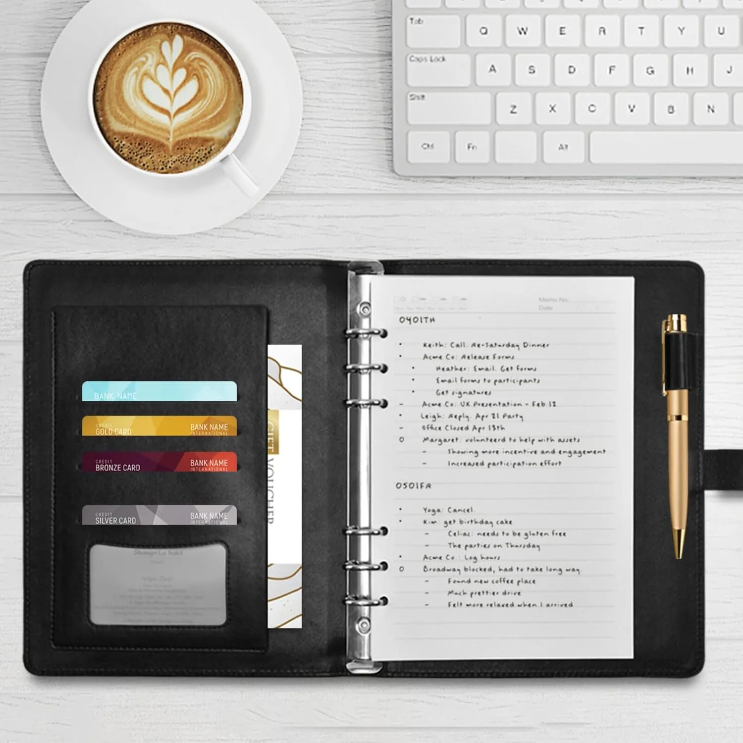 Plain Highland Cow A5 Binder 6 Ring Refillable PU Leather Notebook Journal with Magnetic Buckle Closure Loose Leaf Travel Office Planner Budget Binder Notepad Portfolio, Funny