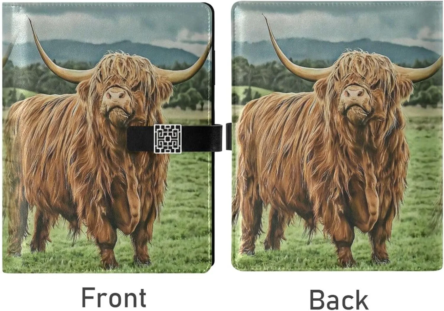 Plain Highland Cow A5 Binder 6 Ring Refillable PU Leather Notebook Journal with Magnetic Buckle Closure Loose Leaf Travel Office Planner Budget Binder Notepad Portfolio, Funny