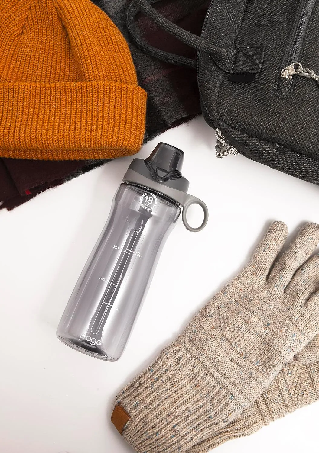 Pogo 2-Pack Plastic Water Bottle with Carry Handle, Reusable, BPA Free, Dishwasher Safe, Perfect for Travel, School, Outdoors, and Gym | 18oz, 32oz
