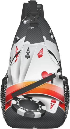 Poker Tournament Crossbody Sling Backpack Sling Bag Chest Bag Shoulder Bag Casual Day Pack For Unisex