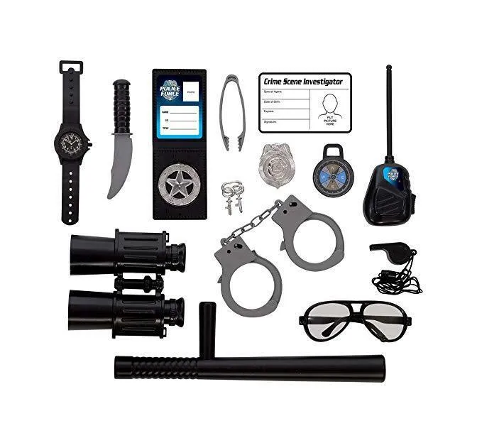 Police Officer Costume Toys Kids Halloween Cosplay Boys Outfit Realistic Toy Set