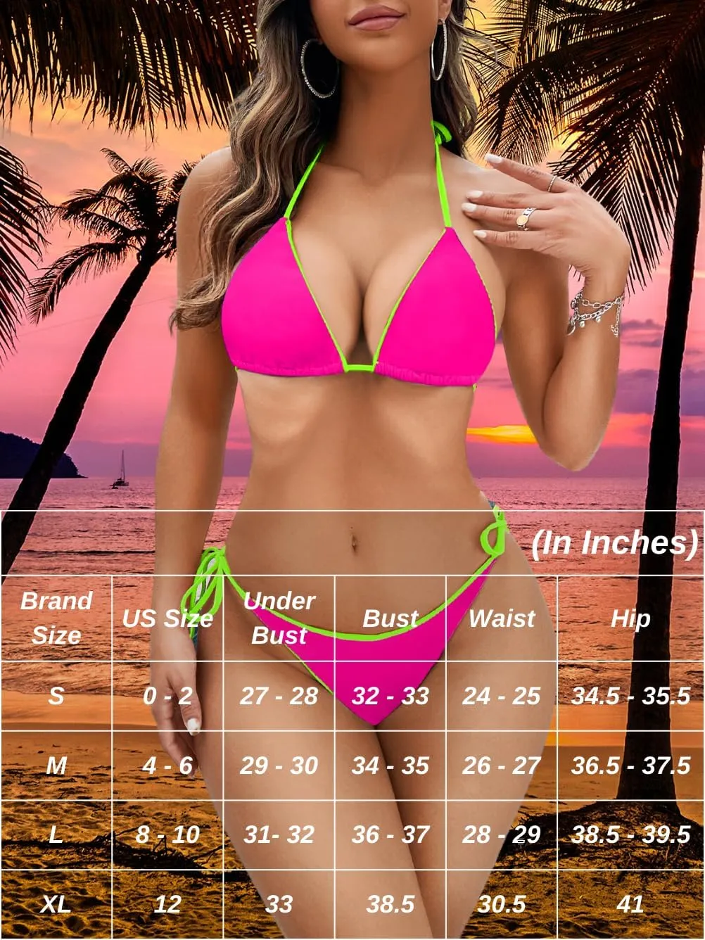 Pool Party Glitter Bikini, Neon Strap, Padded 2Pc Swimsuit Boudoir Shoot