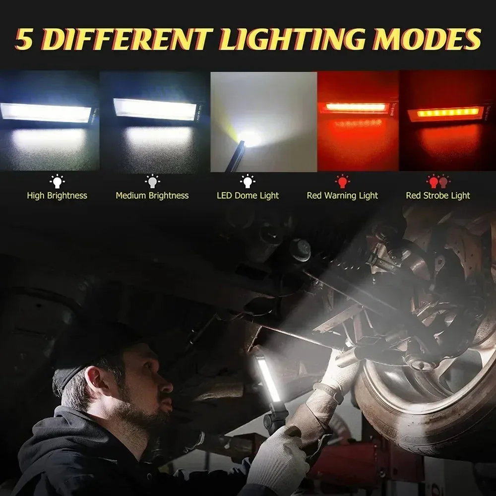 Portable Magnetic Work Light USB Rechargeable LED Flashlight for Camping and Emergency Repair with Hook