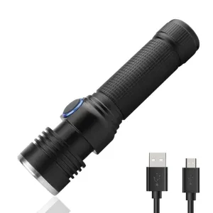 Portable XML-T6 LED Flashlight USB Rechargeable LED Torch Zoomable Flashlight 4 Mode Light for 18650 Battery with Usb Charger