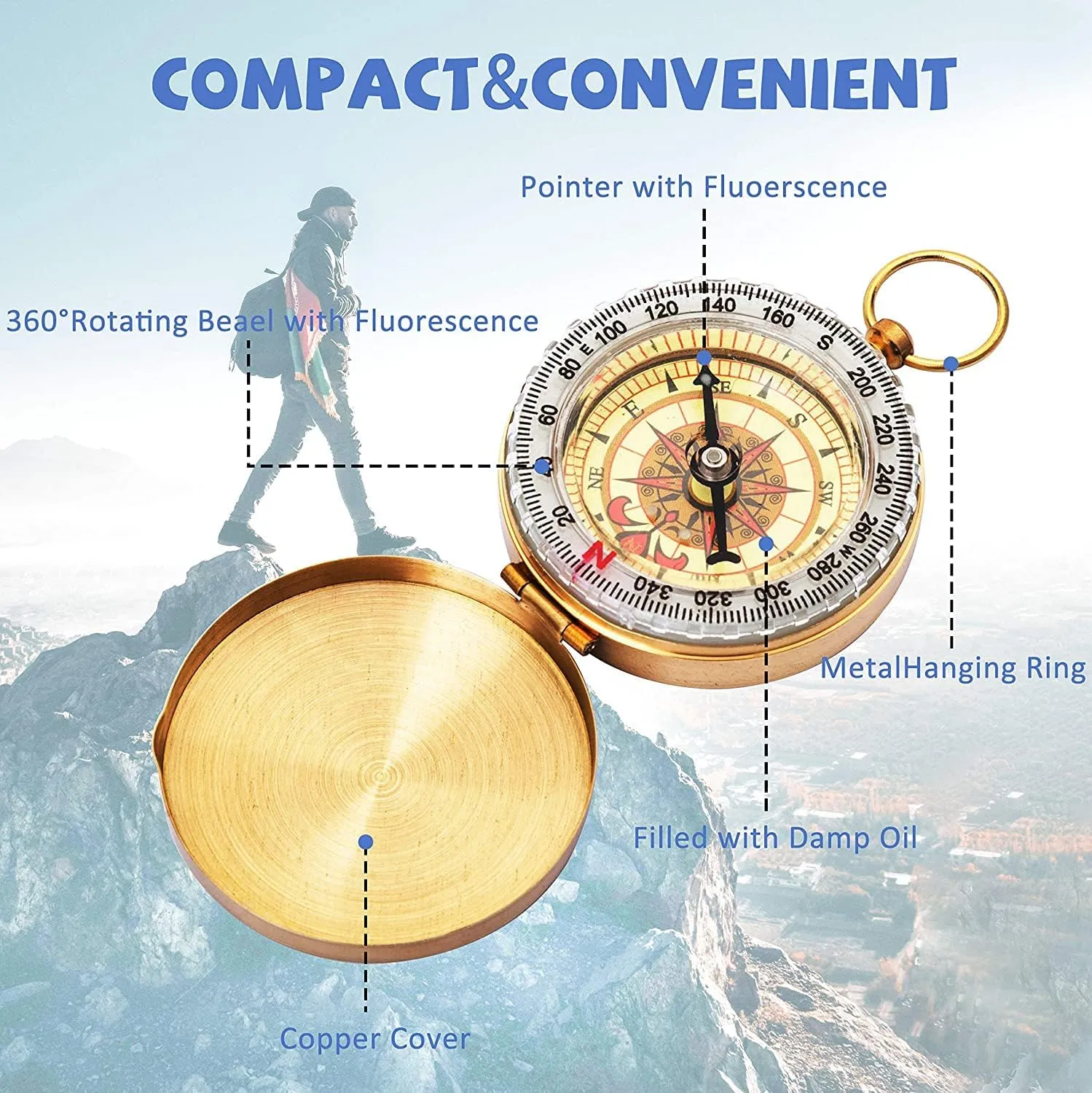 Posinly Advanced Orienteering Compass - Survival Whistle, Map Reading Field Compass for Camping, Hiking & Navigation, Great for Kids