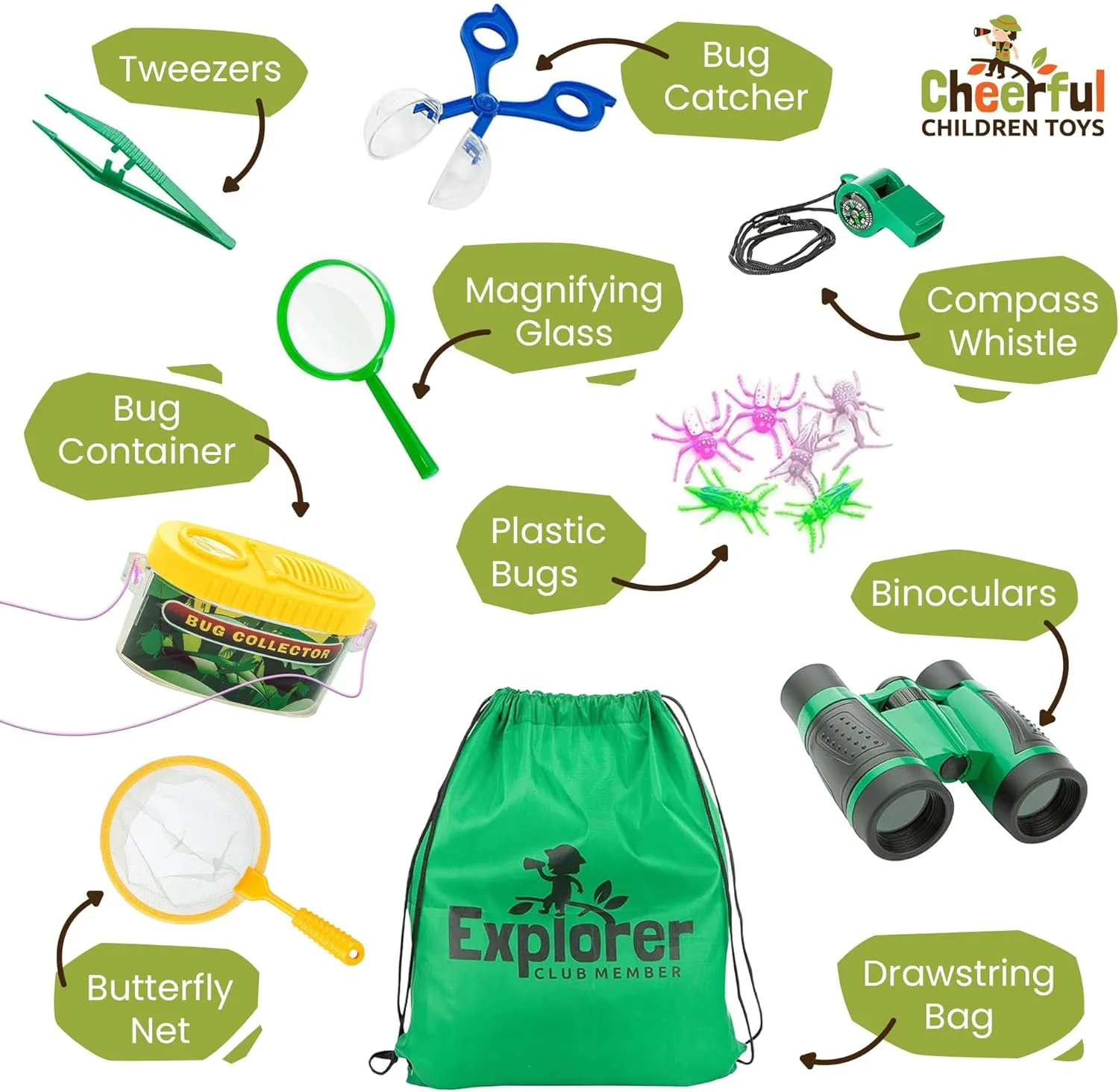 Premium Quality Bug Catching Kit - 19 Pcs Kids Explorer Kit - 4-6 Kids Adventure Kit Include Safari Vest, Hat & Extra Sturdy Accessories - Ideal Educational Gift - Learn & Play