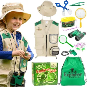 Premium Quality Bug Catching Kit - 19 Pcs Kids Explorer Kit - 4-6 Kids Adventure Kit Include Safari Vest, Hat & Extra Sturdy Accessories - Ideal Educational Gift - Learn & Play