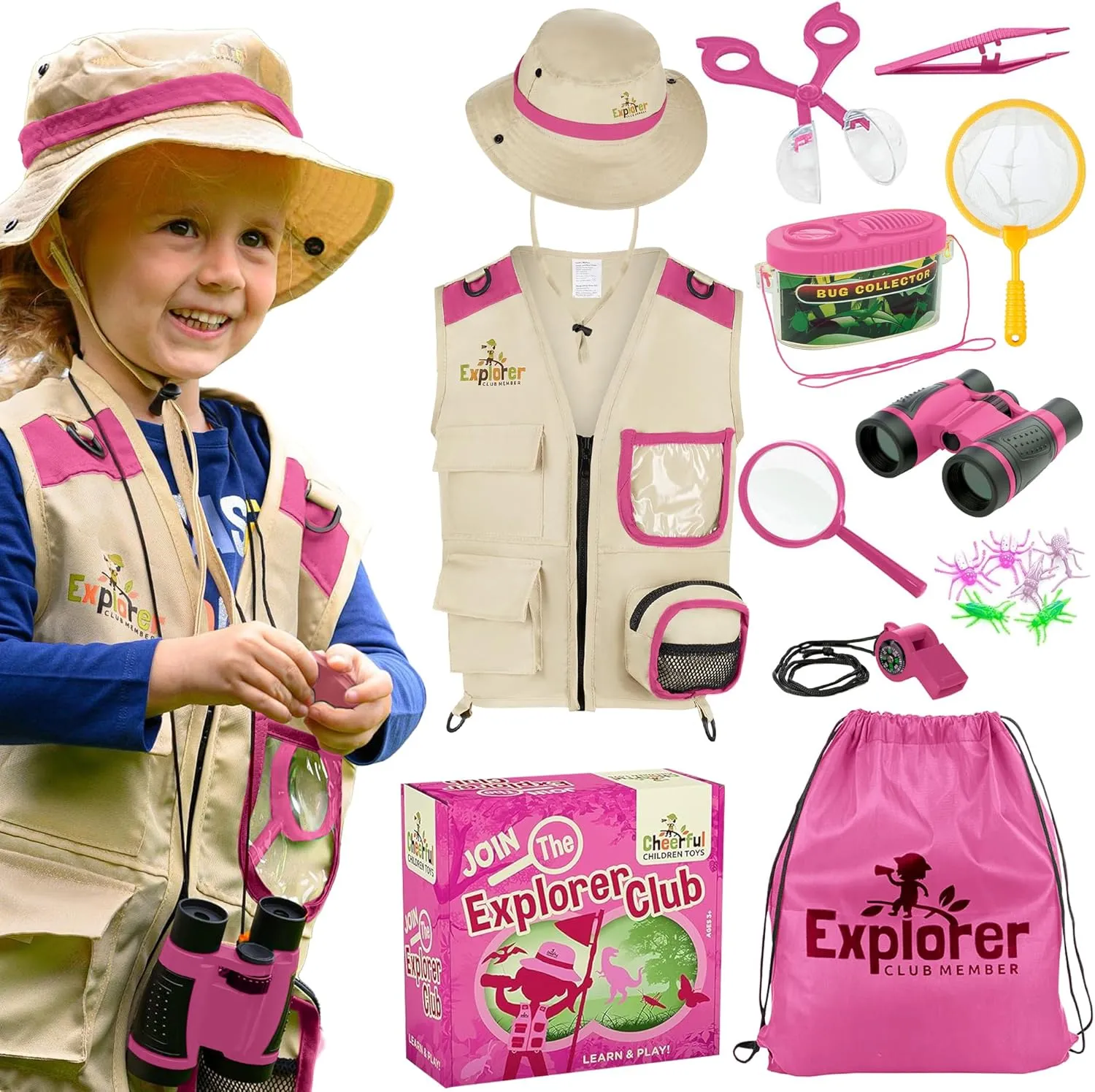Premium Quality Bug Catching Kit - 19 Pcs Kids Explorer Kit - 4-6 Kids Adventure Kit Include Safari Vest, Hat & Extra Sturdy Accessories - Ideal Educational Gift - Learn & Play