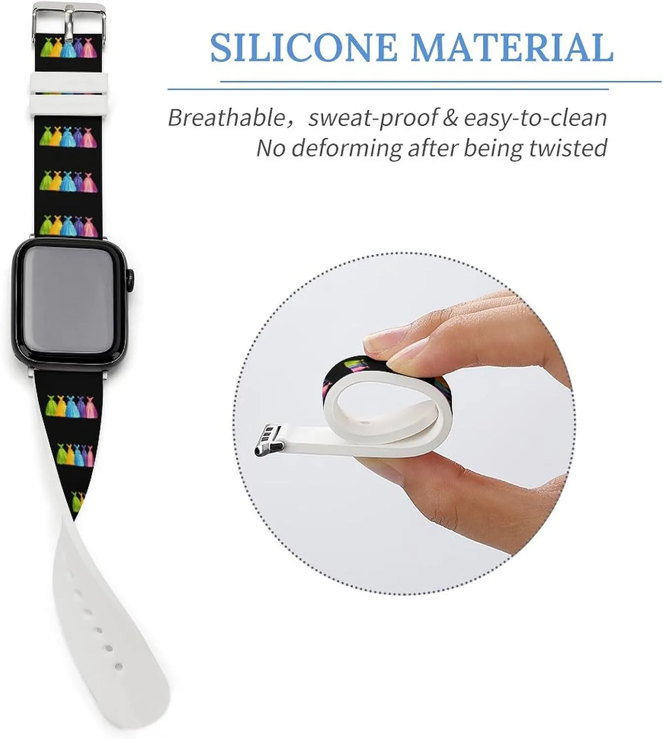 Princess Dress Watch Band Silicone Replacement Strap Quick Release Watch Strap Compatible with Apple Watch